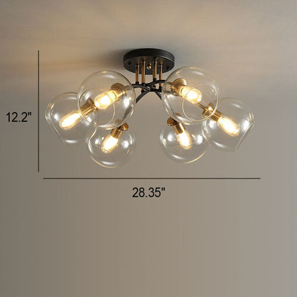 Modern Light Luxury Glass Magic Bean Round 4/6/8 Light Semi-Flush Mount Ceiling Light