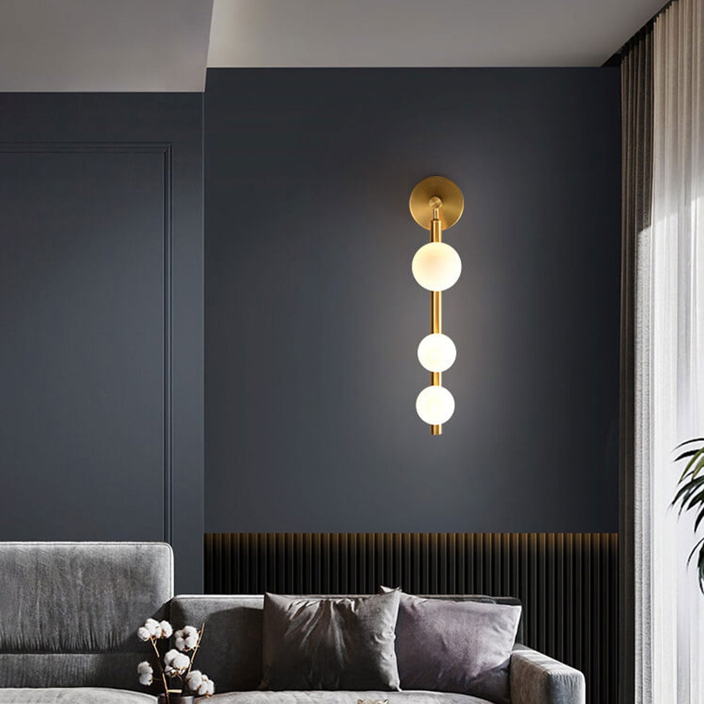Light Luxury Creative Bead String Design 3-Light Wall Sconce Lamp