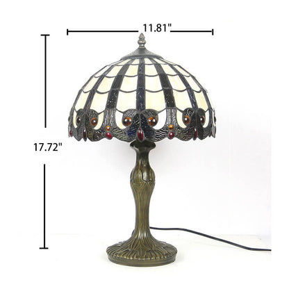 Vintage Tiffany Stained Glass Shade 1-Light Table Lamp