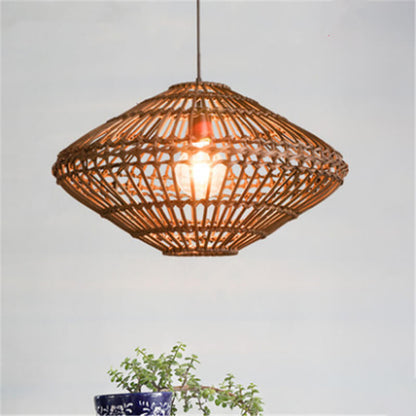 Modern Rattan Vintage Southeast Asian Style 1-Light Pendant Light