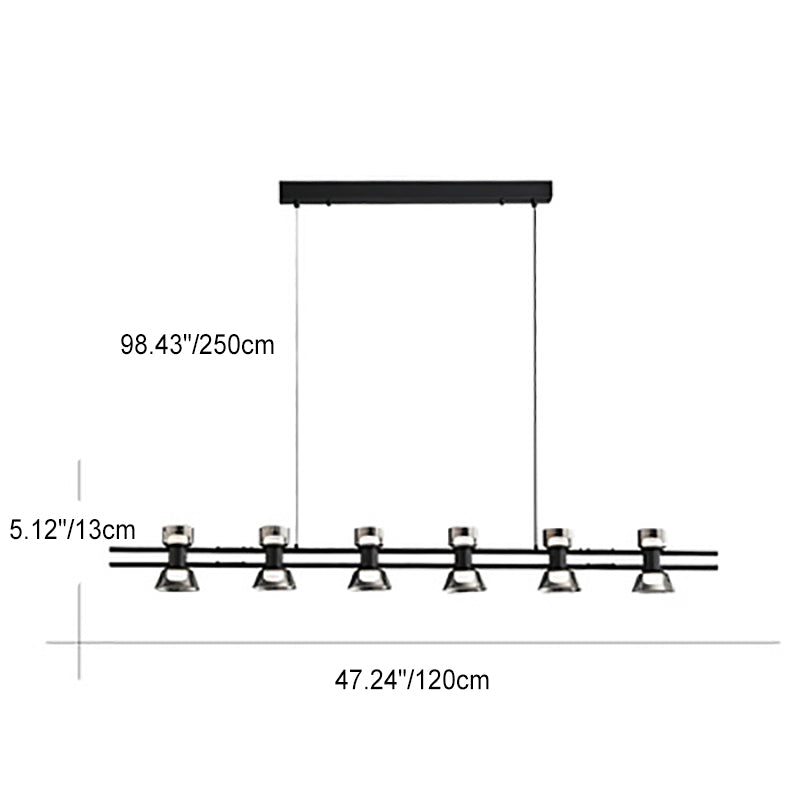 Modern Minimalist Long Copper Glass LED Island Light Pendant Light For Dining Room