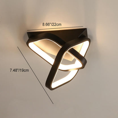 Modern Mid-century Iron Triangle Plate Cross Aluminum Ring LED Semi-Flush Mount Ceiling Light For Living Room