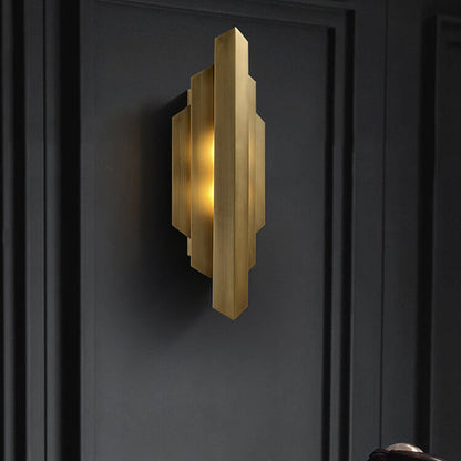 Modern Light Luxury Full Copper Symmetrical Graphic Design 1-Light Wall Sconce Lamp