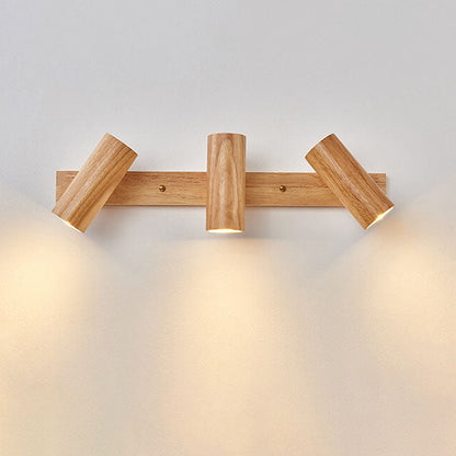 Japanese Minimalist Solid Wood Spotlight Track 1/3/4 Light Flush Mount Ceiling Light