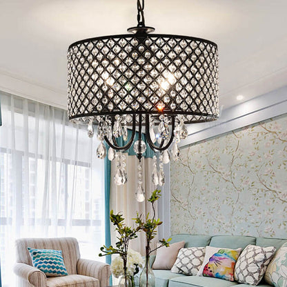 Modern Luxury Crystal Branch Round 4-Light Chandelier