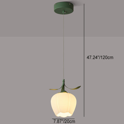 Contemporary Scandinavian Bellflower Iron Glass 1-Light Pendant Light For Living Room