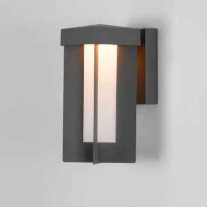 مصباح حائط LED مقاوم للماء مصنوع من الألومنيوم والحديد بتصميم هندسي مربع بسيط خارجي 