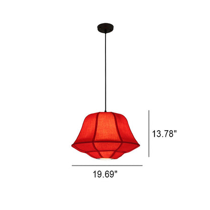 Modern Chinese Iron Sheepskin Oval Lantern 1-Light Pendant Light