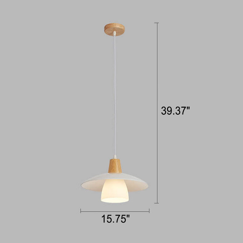 Japanese Minimalist Log Glass 1-Light Pendant Light