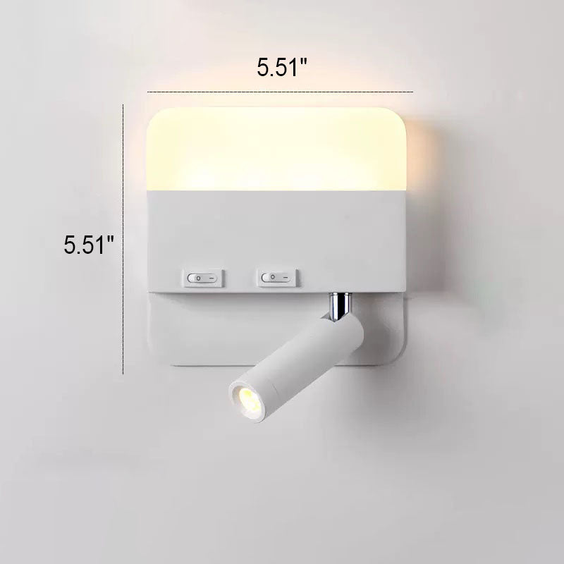 مصباح حائط للقراءة LED مصنوع من الأكريليك والألومنيوم بتصميم دائري مربع بسيط وحديث 
