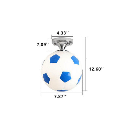 Creative Basketball Soccer Glass 1-Light Semi-Flush Mount Ceiling Light