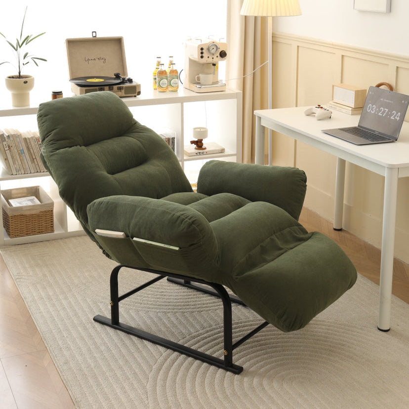 Modern Simplicity Corduroy Cotton Sponge Iron Carbon Steel Square Recliner Footrest Adjustable For Bedroom