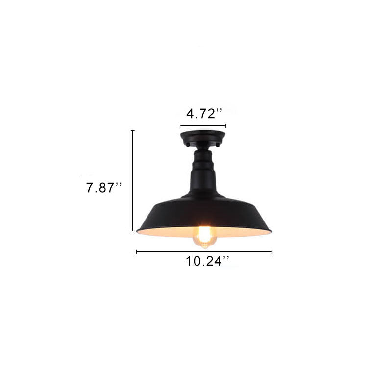 Industrial Retro Iron Barn 1-Light Semi-Flush Mount Ceiling Light