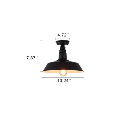 Industrial Retro Iron Barn 1-Light Semi-Flush Mount Ceiling Light
