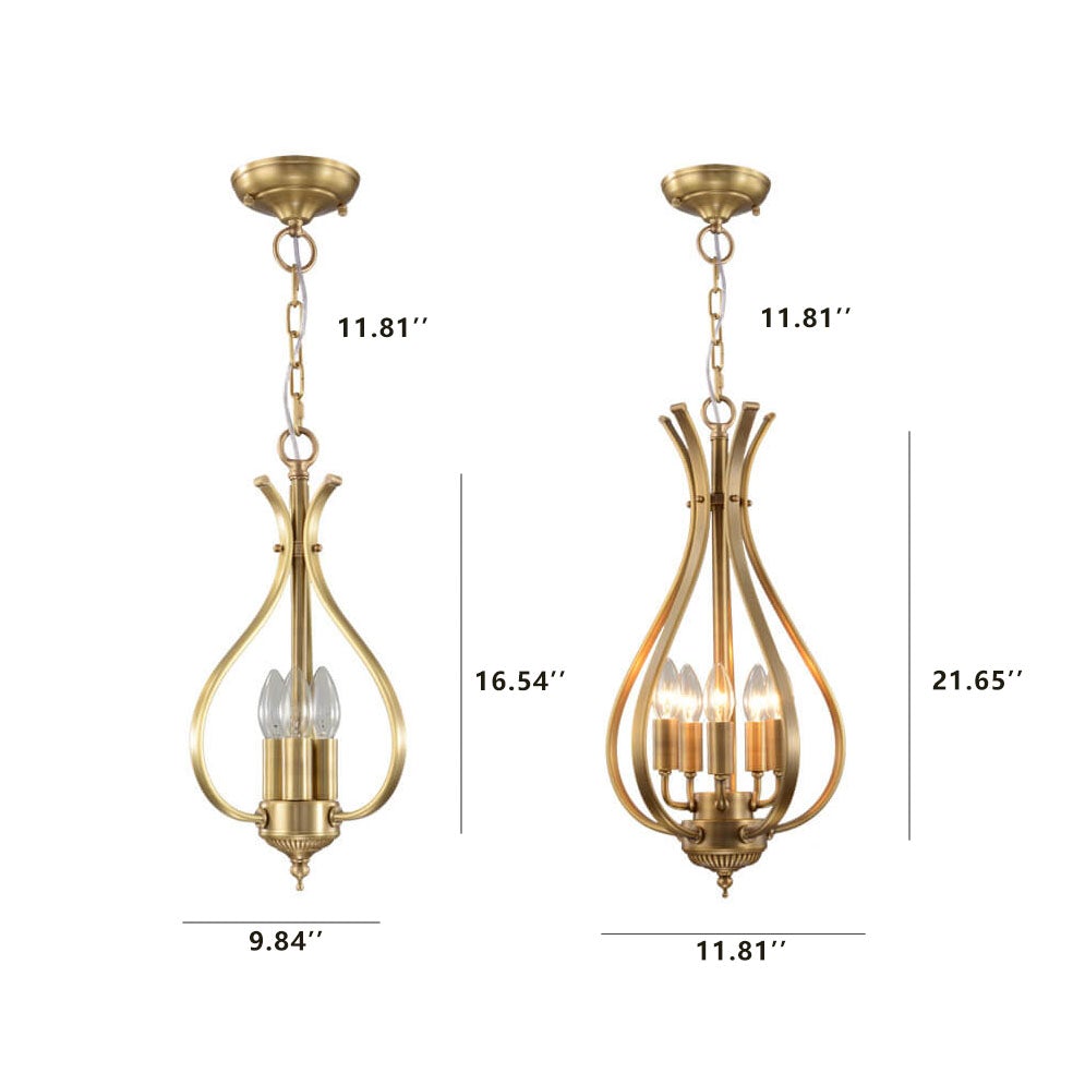 Vintage Brass Oval Shape 3/5 Light Chandelier