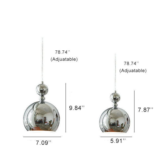 Vintage Chrome Dome Hardware 1-Light Pendant Light