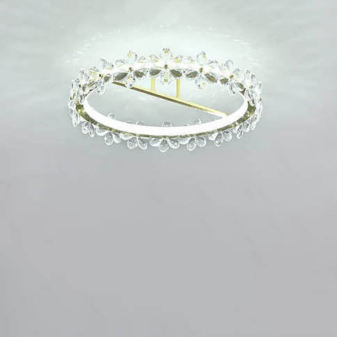 Modern Luxury Crystal Petal Ring LED Semi-Flush Mount Ceiling Light