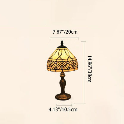 Traditional Tiffany Resin Glass Umbrella Shape 1-Light Table Lamp For Bedroom