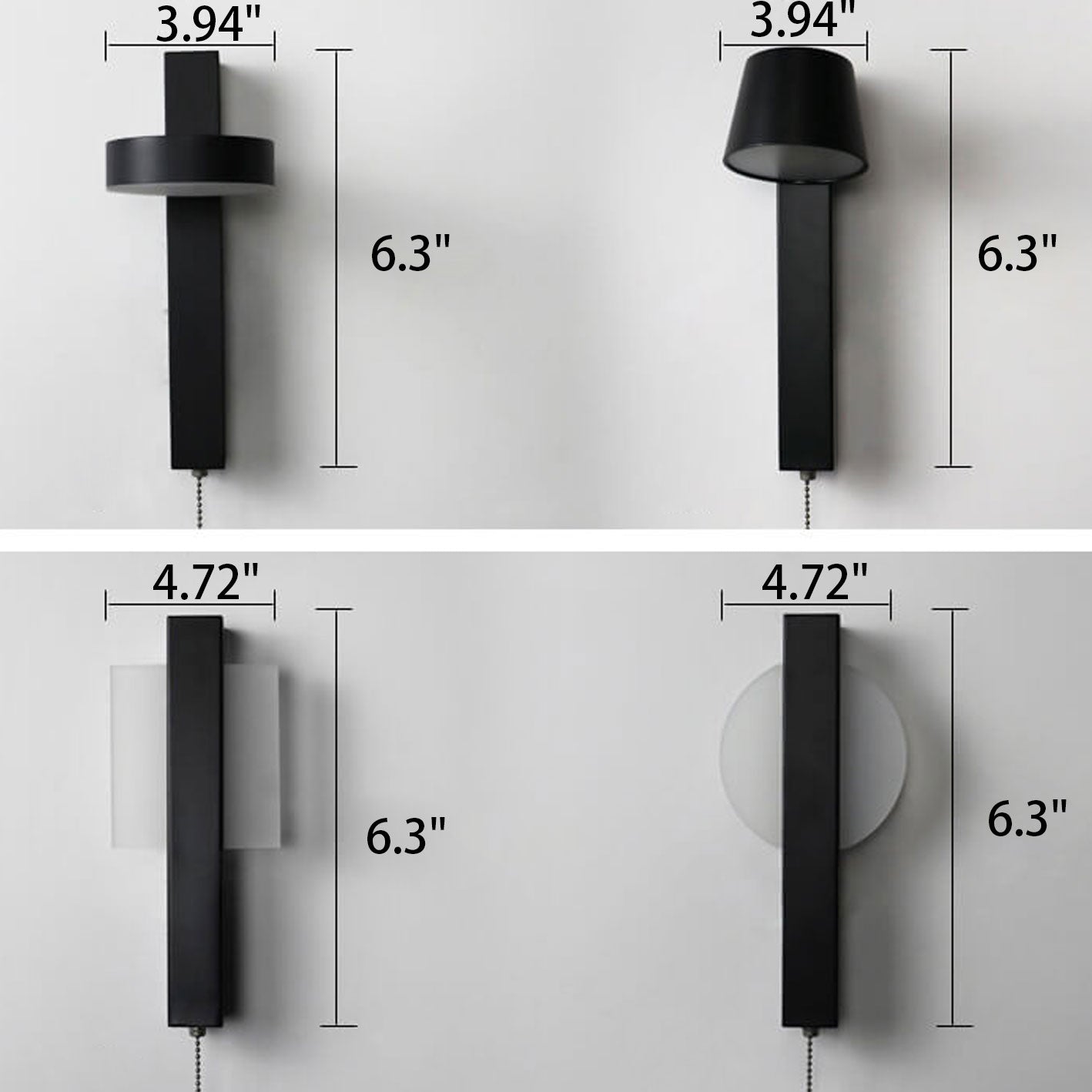 Nordic Simple Wrought Iron Acrylic Pull Wire Switch LED Wall Sconce Lamp
