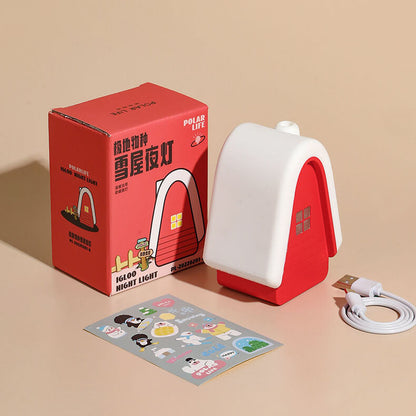 Modern Cartoon Snow House Silicone USB Rechargeable LED Night Light Table Lamp