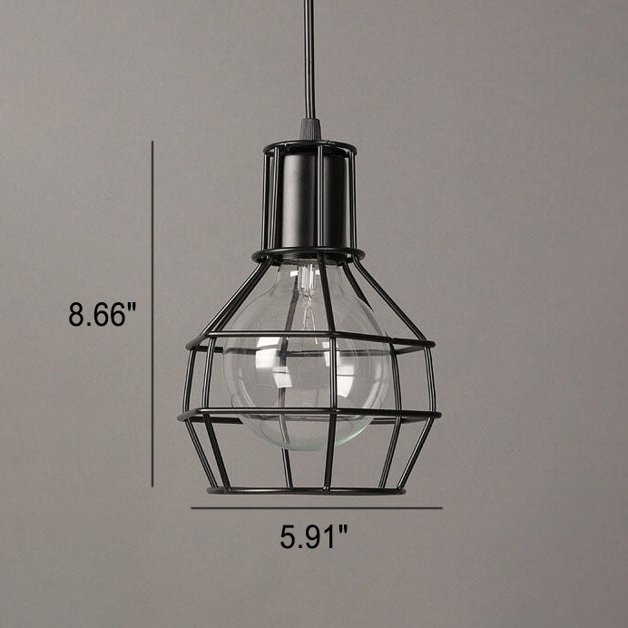 Industrial Creative Iron Round Cage 1-Light Pendant Light