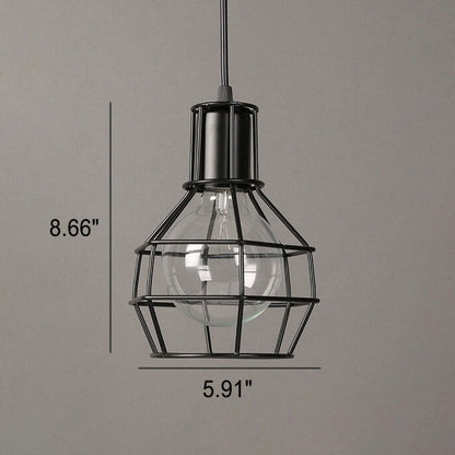 Industrial Creative Iron Round Cage 1-Light Pendant Light