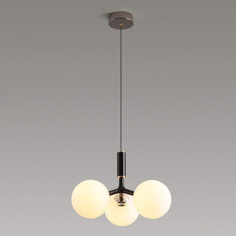 Contemporary Nordic Aluminum Iron Glass Ball 3-Light Chandelier For Dining Room