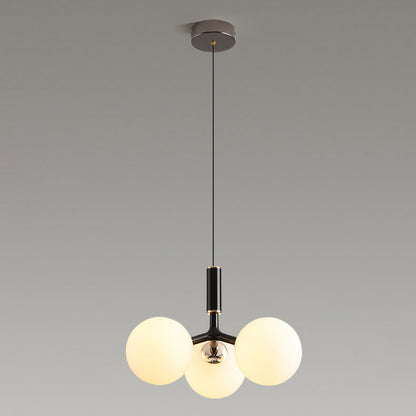 Contemporary Nordic Aluminum Iron Glass Ball 3-Light Chandelier For Dining Room