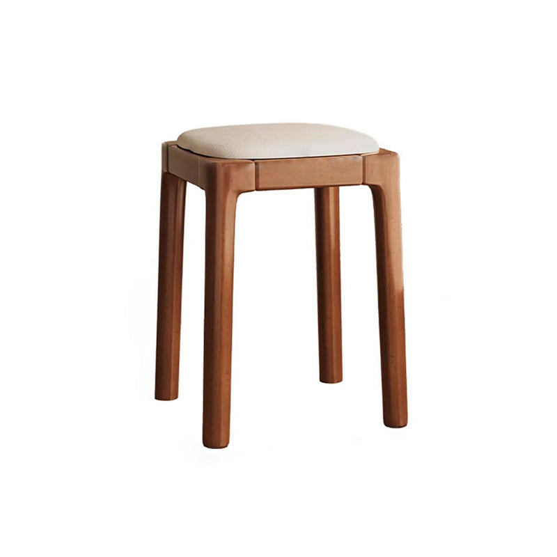 Modern Simplicity Wood Cat's Paw Leather Sponge Square Vanity Stool Backless For Bedroom