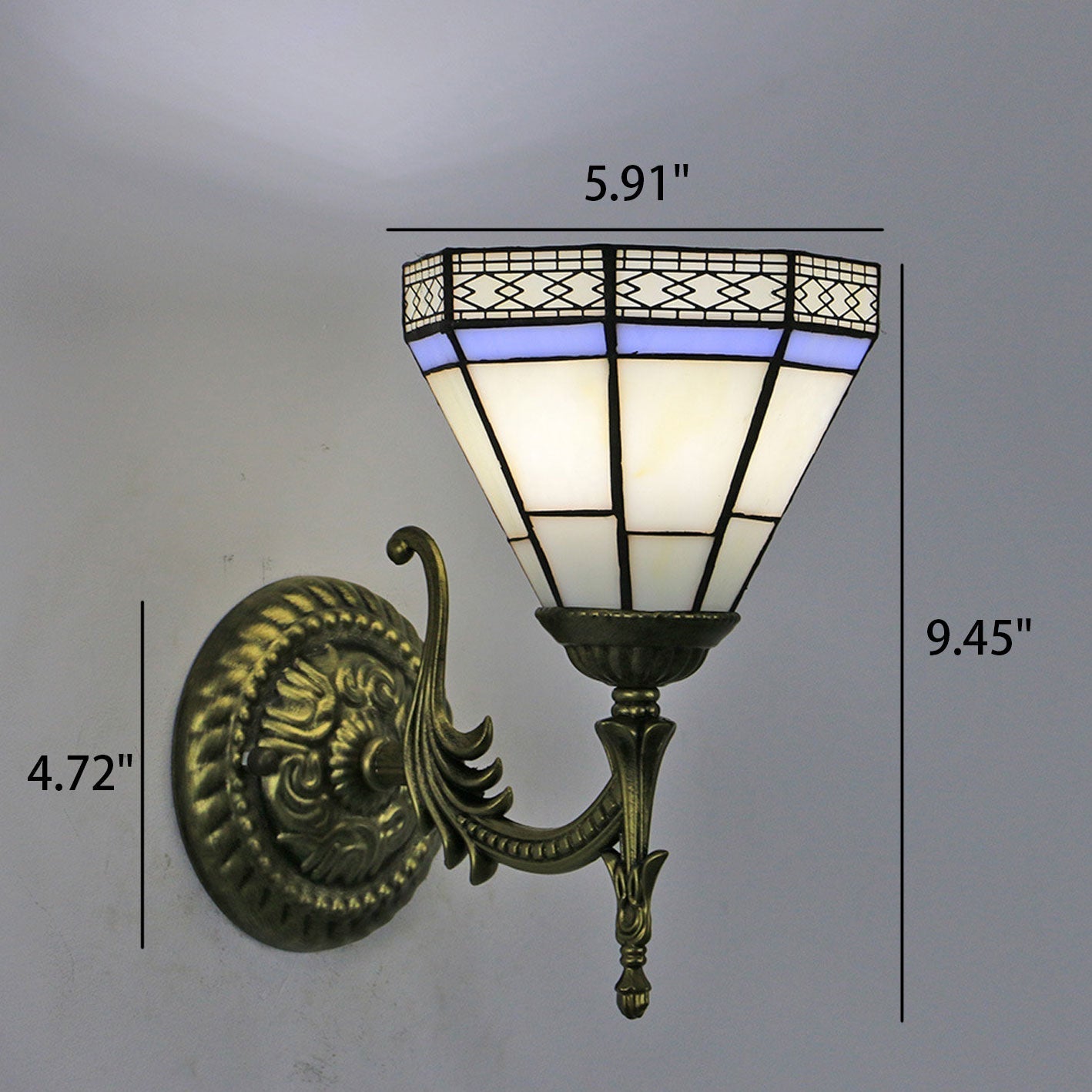 European Tiffany Square Stained Glass 1-Light Wall Sconce Lamp