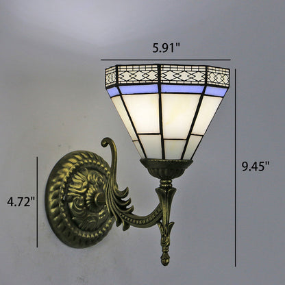 European Tiffany Square Stained Glass 1-Light Wall Sconce Lamp