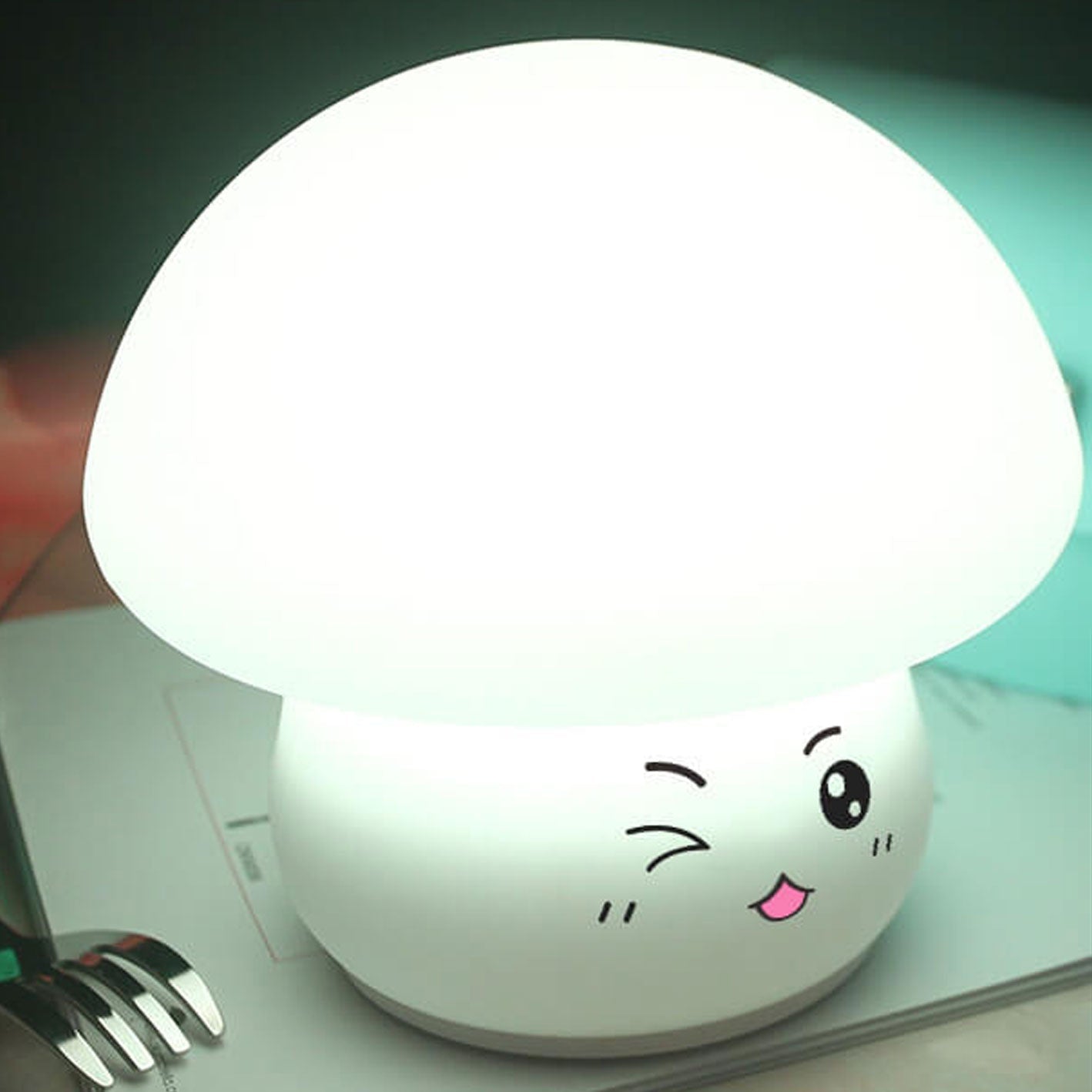 Creative Cartoon Mushroom Silicone Night Light LED Table Lamp