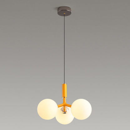 Contemporary Nordic Aluminum Iron Glass Ball 3-Light Chandelier For Dining Room