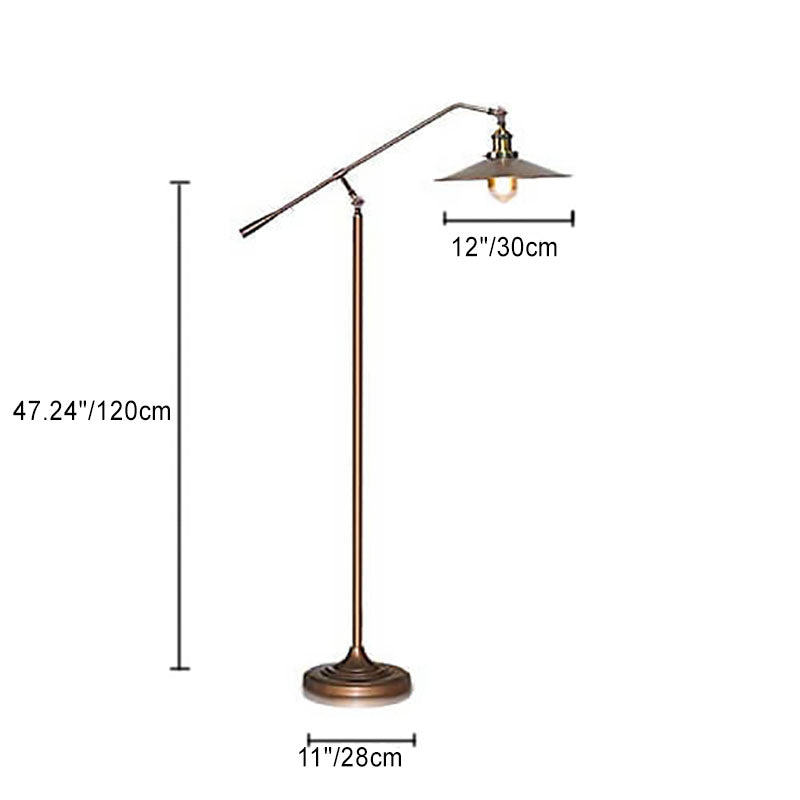 Industrial Bronze 1-Light Boom Arm Standing Floor Lamps