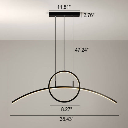 Modern Creative Long Curve Round Island Light LED Chandelier