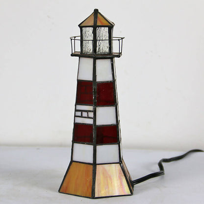 Tiffany Creative Tower Light Stained Glass 1-Light Table Lamp