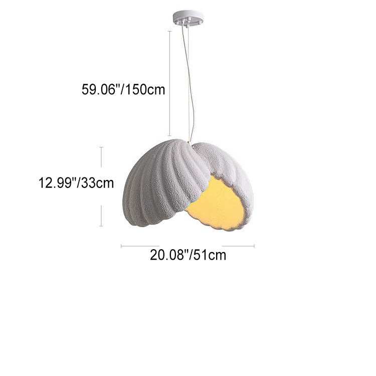 Modern Minimalist Creative Round Shell Cone Cream 1-Light Pendant Light