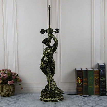 Traditional Tiffany Resin Glass Dome Grape Cow Diamond Pretty Woman Base 2-Light Table Lamp For Bedside