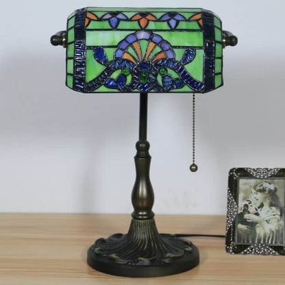 Tiffany Baroque Stained Glass 1-Light Bank Zipper Table Lamp