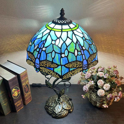 Traditional Tiffany Dome Iron Glass 1-Light Table Lamp For Living Room