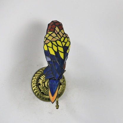 Tiffany Vintage Parrot Stained Glass 1-Light Wall Sconce Lamp