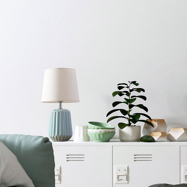 Nordic Macaron Ceramic Fabric 1-Light Table Lamp