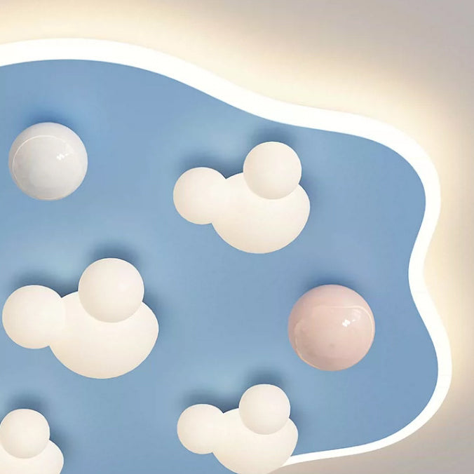 Modern Minimalist Cartoon Bear Iron Acrylic Resin LED Flush Mount Ceiling Light For Bedroom