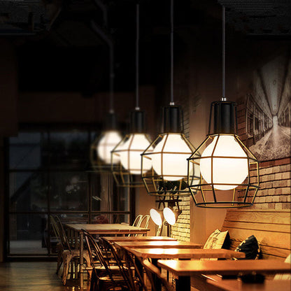 Industrial Creative Iron Round Cage 1-Light Pendant Light