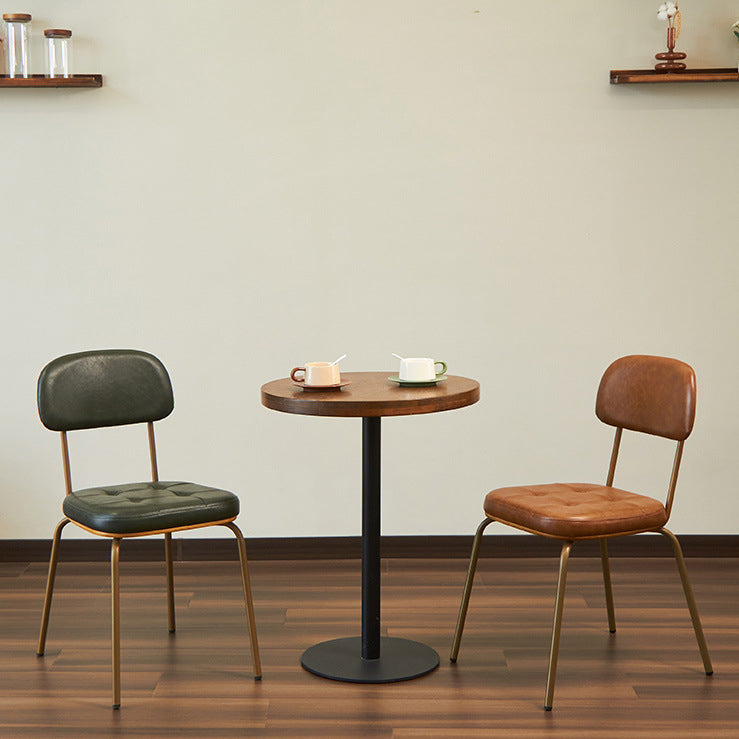 Modern Minimalist Square Metal PU Leather Four Legs  Dining Chair Backrest For Dining Room