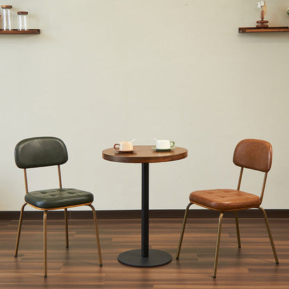 Modern Minimalist Square Metal PU Leather Four Legs  Dining Chair Backrest For Dining Room