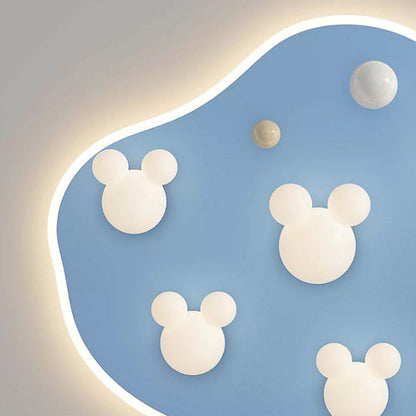 Modern Minimalist Cartoon Bear Iron Acrylic Resin LED Flush Mount Ceiling Light For Bedroom