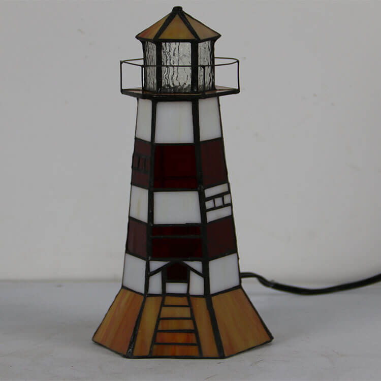 Tiffany Creative Tower Light Stained Glass 1-Light Table Lamp