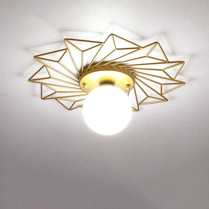 Nordic Light Luxury Sunflower Windmill Hardware Glass 1-Light Semi-Flush Mount Light