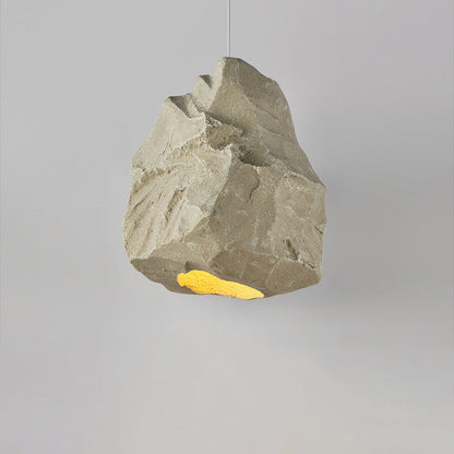 Contemporary Scandinavian Faux Rock Geometric Handmade Sculpture 1-Light Pendant Light For Dining Room